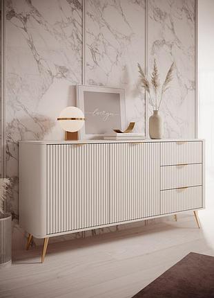 Комод perfect home ланте/lante 2-дверный с 3 ящиками и золотыми ножками 2d3s/163 беж (pfh-091180)