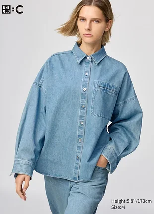 Джинсова сорочка uniqlo вільного крою