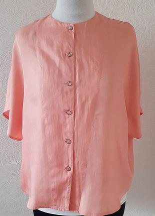 Gina monti шелк l-xl 48-50 блуза сорочка персиковая винтаж