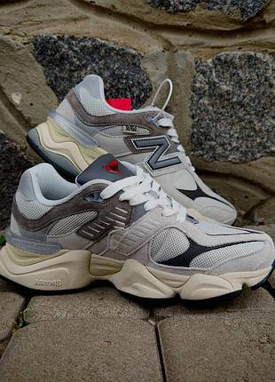 New balance 9060 | жіночі | grey / cream / white | замша + сітка | abzorb
