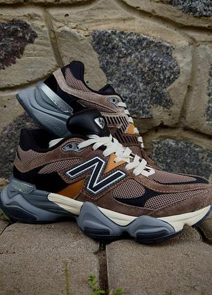 New balance 9060 | brown / black / amber | замша + сітка | abzorb | чоловічі
