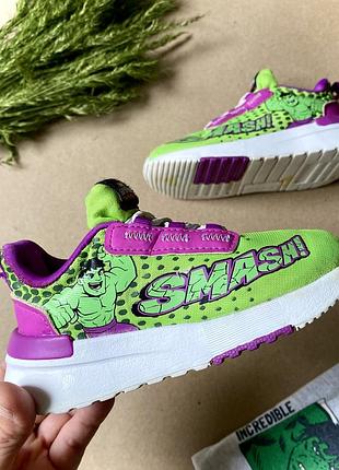 Кросівки дитячі adidas marvel hulk 23 розмір | устілка 14 см | салатові текстильні дихаючі | халк марвел