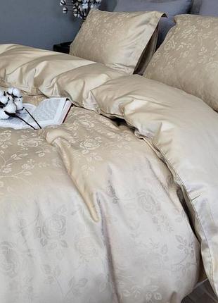 Сатин jacquard, rose beige цельн. 50/70+5см. (евро)
