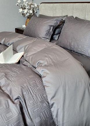 Сатин jacquard, square dark grey (євро)