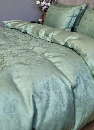 Сатин jacquard, paisley green (сімейний)