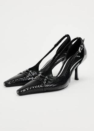 Туфли zara на маленькой шпильке,принт рептилия