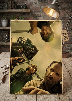Плакат постер на крафтовой бумаге ходячие мертвецы (the walking dead) 42х30см