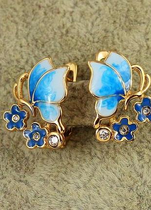 Сережки xuping jewelry пилок незабудки 1,6 см золотисті