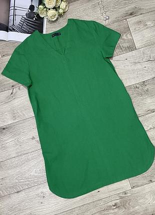 Свободное зеленое льняное платье marks&spencer, р.l-xl
