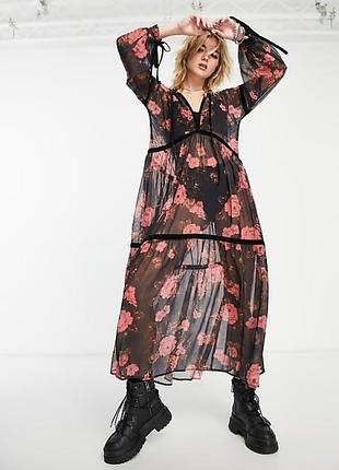 Reclaimed vintage asos шифонова сукня максі квіти