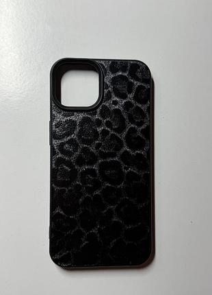 Чохол до телефону iphone 14, в леопардовому принті, сіро-чорний