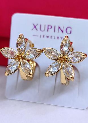 Сережки квіточки з медичного сплаву xuping розмір 12×10 мм застібка кільця код 6126