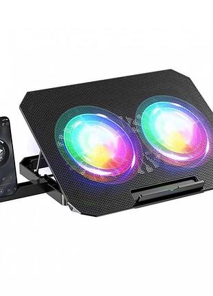 Подставка для ноутбука с охлаждением и держателем для телефона rgb light