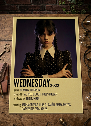 Плакат постер на крафтовой бумаге «уэнсдэй / wednesday» 42х30см