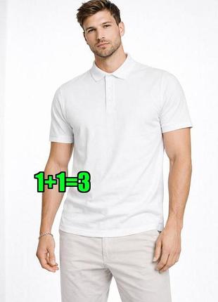 🤩1+1=3 базовая белая мужская футболка поло хлопок primark, размер 44 - 46