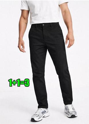 🤩1+1=3 черные зауженные мужские брюки брюки чинос слим стрейч denim co, размер 48 - 50