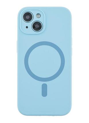 Чехол накладка с рамкой камеры glow silicone case magsafe apple iphone 12 blue (36070_3606326)