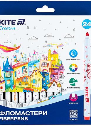 Фломастери kite creative superwashable 24 кольори k-1153