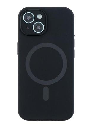 Чехол накладка с рамкой камеры glow silicone case magsafe apple iphone 12 black (36070_3606325)