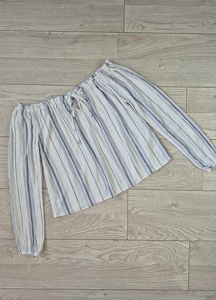 Блуза hollister с обнаженными плечами в полоску