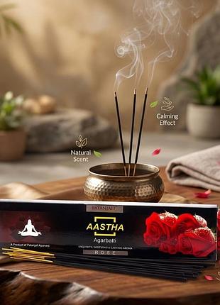 Ароматические палочки роза ааshtha patanjali, 18 палочек