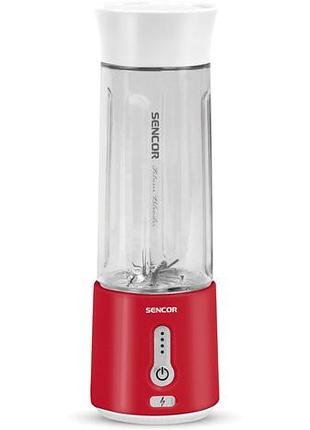 Блендер sencor sbl134rd портативный для смузи 150вт, чаша-500мл, usb-c, бело-красный