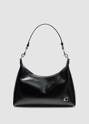 Сумка coach juliet shoulder bag in glazed leather black/silver