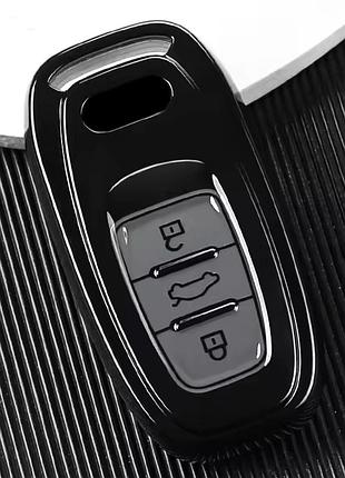 Силиконовый серый чехол на ключи для audi a1, а3, а4, а5, а6, b9, a5,a6,a8,q5,s4,s5,s7,ttt прорызинный