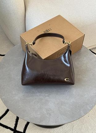 Сумка coach juliet shoulder bag in glazed leather brown/gold