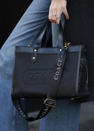 Сумка coach field tote 30 in colorblock with coach badge/signature ca