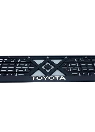 Рамка номерного знаку хром надпис toyota пластик чорна 1шт