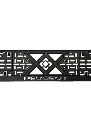 Рамка номерного знаку хром надпис peugeot пластик чорна 1шт