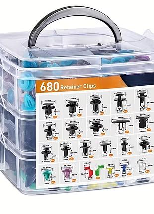 Набор автомобильных клипс и креплений 680 шт. для обшивки, бампера и салона