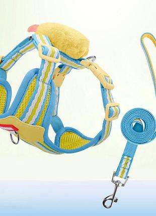 Подтяжка duomm monster с поводком для кошек и собак желтая m (50-64 см.)