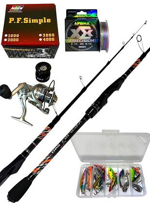 Набір для лову хижака siweida marlin 2.40 м (4-17 г) + котушка eos simple 3000 + шнур 0,10 мм 150 м + набір приманок