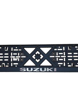 Рамка номерного знаку хром надпис suzuki пластик чорна 1шт