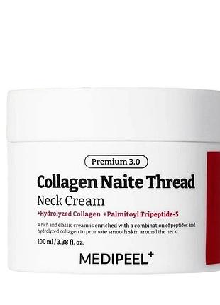 Крем для восстановления эластичности кожи шеи и декольте medi peel premium collagen naite thread neck cream 3.0, 100 мл