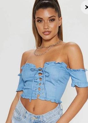 Топ летний prettylittleling голубого цвета