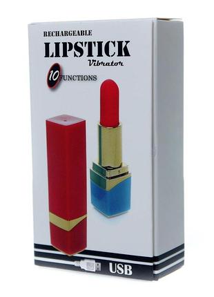 Мини-вибратор в форме помады - rechargeable lipstick vibrator red 2