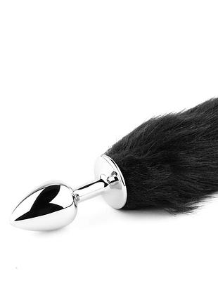 Анальна пробка з хвостом — fox tail black, xl 2
