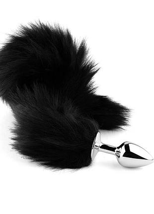 Анальна пробка з хвостом — fox tail black, xl 3