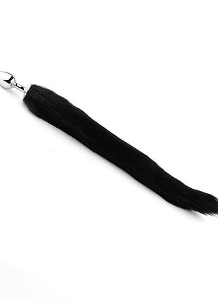 Анальна пробка з хвостом — fox tail black, xl 4