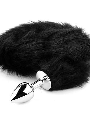 Анальна пробка з хвостом — fox tail black, xl 5