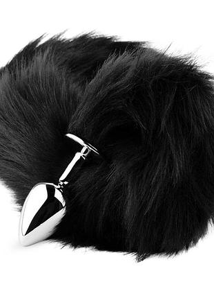 Анальна пробка з хвостом — fox tail black, xl 6