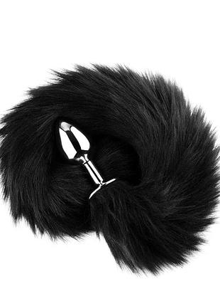 Анальна пробка з хвостом — fox tail black, xl 7