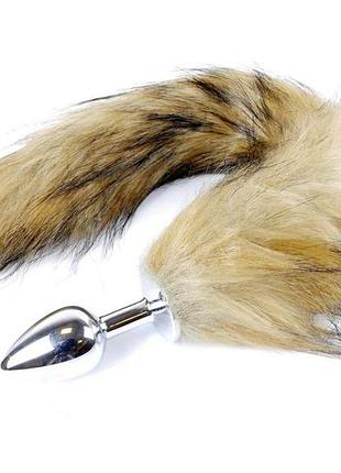 Анальная пробка с хвостом - fox tail brown, xl 5
