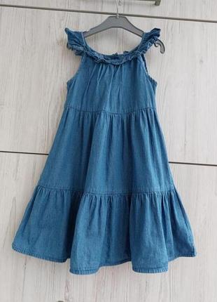 Брендовое хлопковое летнее платье matalan для девочки 5-6р