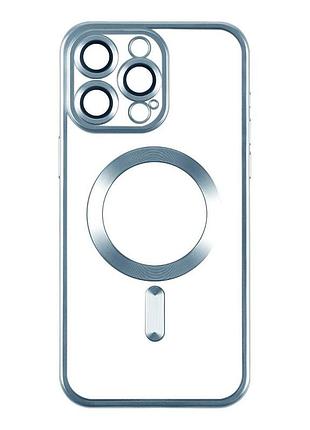 Чехол tpu metallic chrome full camera magsafe apple iphone 14 pro blue