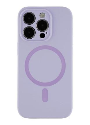 Чехол накладка с рамкой камеры glow silicone case magsafe apple iphone 14 pro max light purple (36077_3606400)