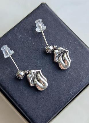 Сережки silver tongue chrome hearts mini